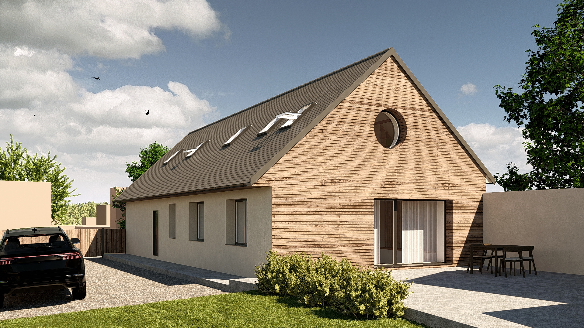 Architektonická studie - exteriér rodinného domu
