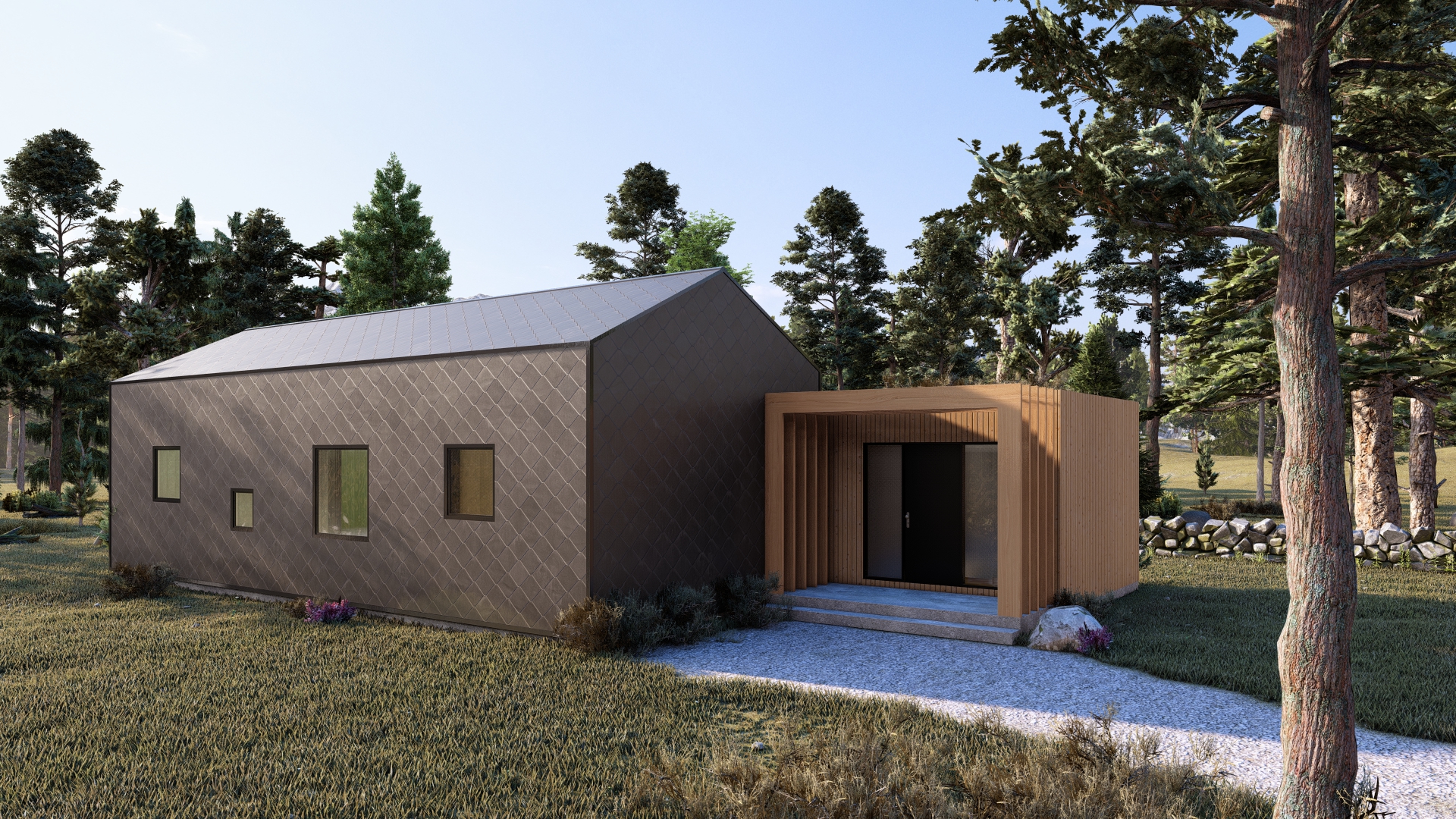 Architektonické studie - vizualizace lesní školky